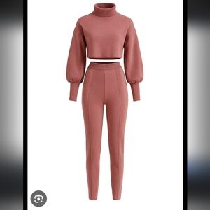 Cozy Dusty Pink Knit Sweater and Pants Set